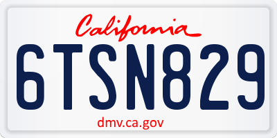 CA license plate 6TSN829