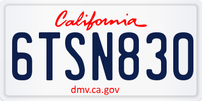 CA license plate 6TSN830