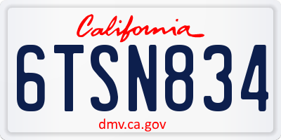 CA license plate 6TSN834