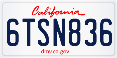 CA license plate 6TSN836