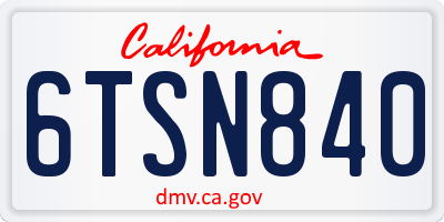 CA license plate 6TSN840