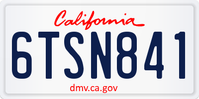 CA license plate 6TSN841