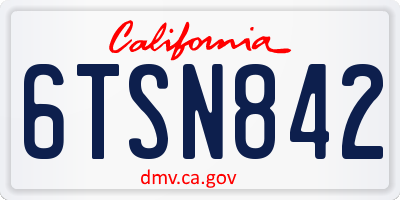 CA license plate 6TSN842