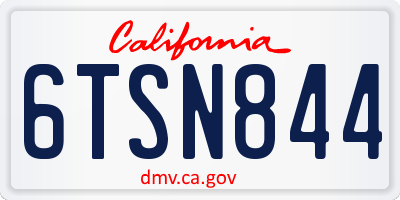 CA license plate 6TSN844