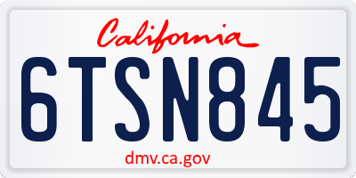 CA license plate 6TSN845