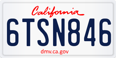 CA license plate 6TSN846