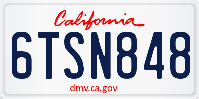 CA license plate 6TSN848