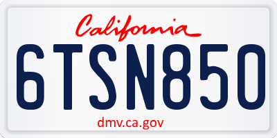 CA license plate 6TSN850
