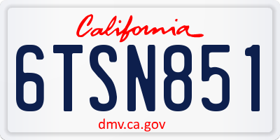 CA license plate 6TSN851