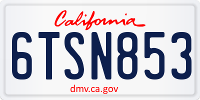 CA license plate 6TSN853