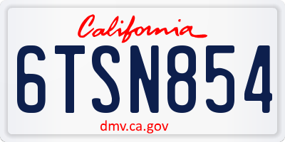 CA license plate 6TSN854