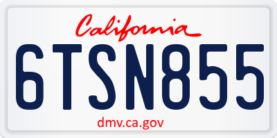CA license plate 6TSN855