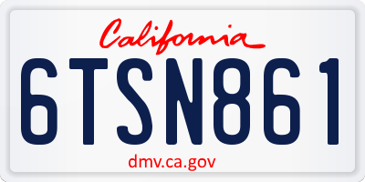 CA license plate 6TSN861