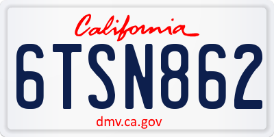 CA license plate 6TSN862