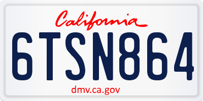 CA license plate 6TSN864
