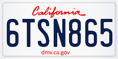 CA license plate 6TSN865