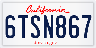 CA license plate 6TSN867