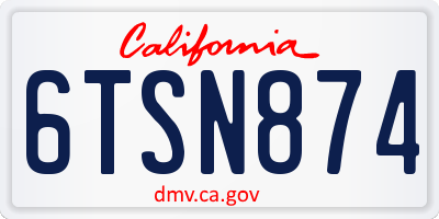 CA license plate 6TSN874