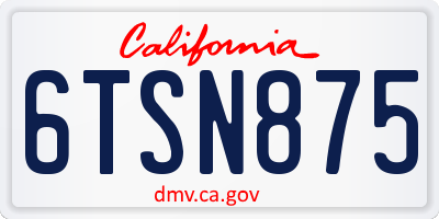 CA license plate 6TSN875
