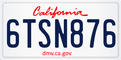 CA license plate 6TSN876