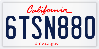 CA license plate 6TSN880
