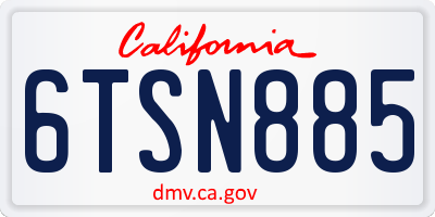 CA license plate 6TSN885