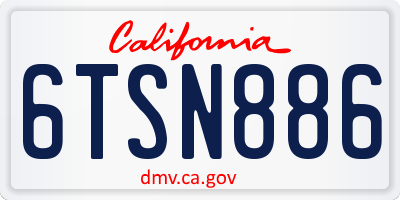 CA license plate 6TSN886