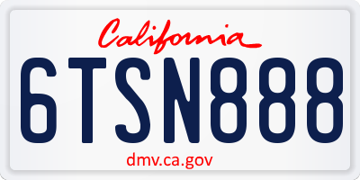 CA license plate 6TSN888