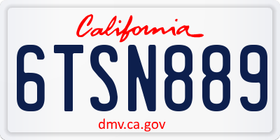 CA license plate 6TSN889