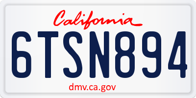 CA license plate 6TSN894
