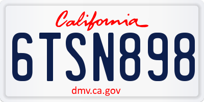 CA license plate 6TSN898