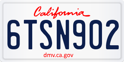 CA license plate 6TSN902