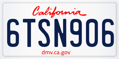 CA license plate 6TSN906