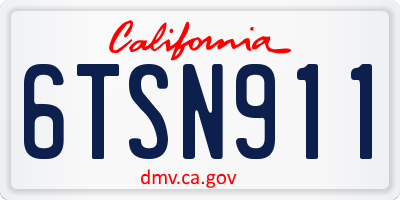 CA license plate 6TSN911