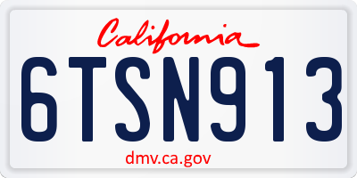 CA license plate 6TSN913