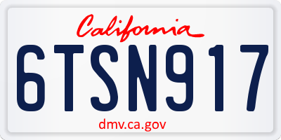 CA license plate 6TSN917