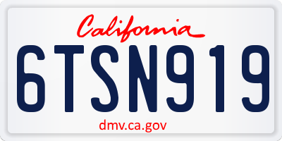 CA license plate 6TSN919