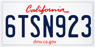 CA license plate 6TSN923