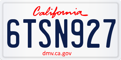 CA license plate 6TSN927