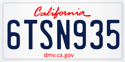 CA license plate 6TSN935