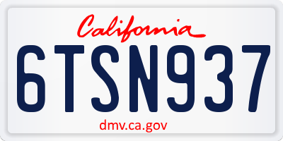 CA license plate 6TSN937