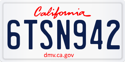 CA license plate 6TSN942