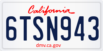 CA license plate 6TSN943