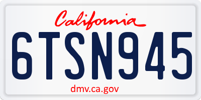 CA license plate 6TSN945