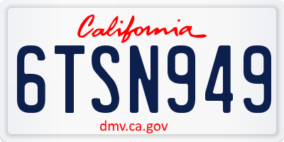 CA license plate 6TSN949