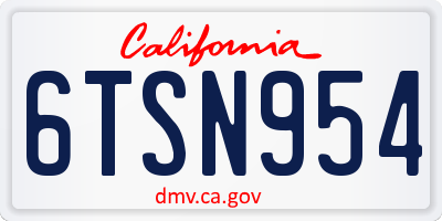 CA license plate 6TSN954