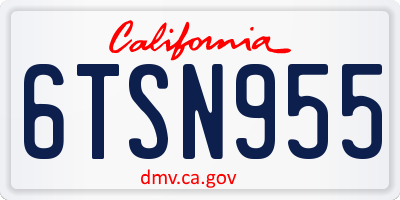 CA license plate 6TSN955