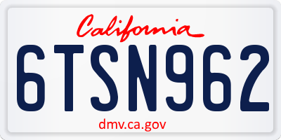 CA license plate 6TSN962