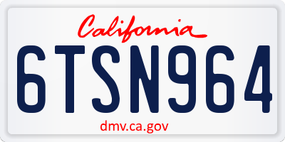 CA license plate 6TSN964