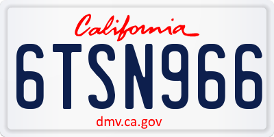 CA license plate 6TSN966